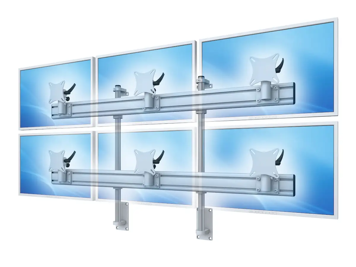 Flat-System Wandhalter für 6 Monitore  3+3 - 20''-24'' 