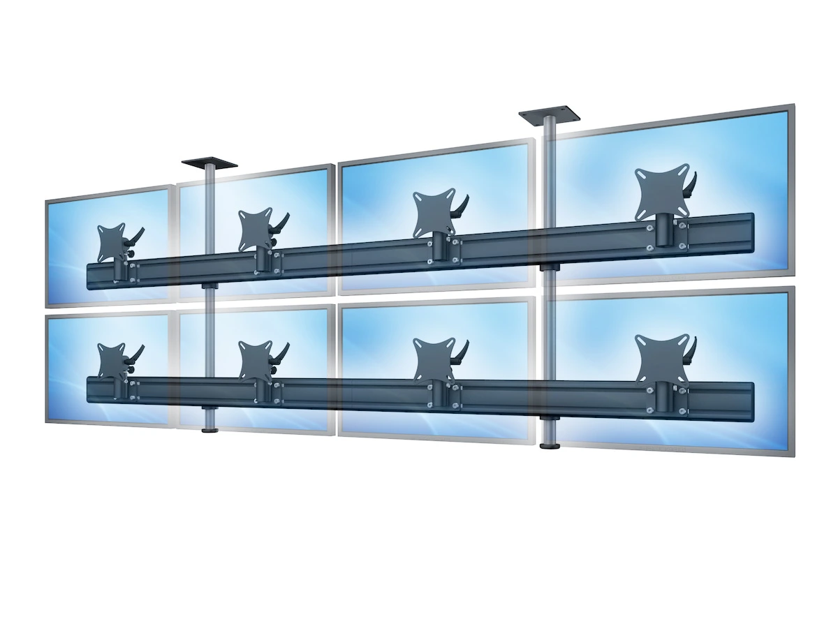 Flat-System Monitorhalter Decke für 8 Monitore 4 + 4 - 20''-24"