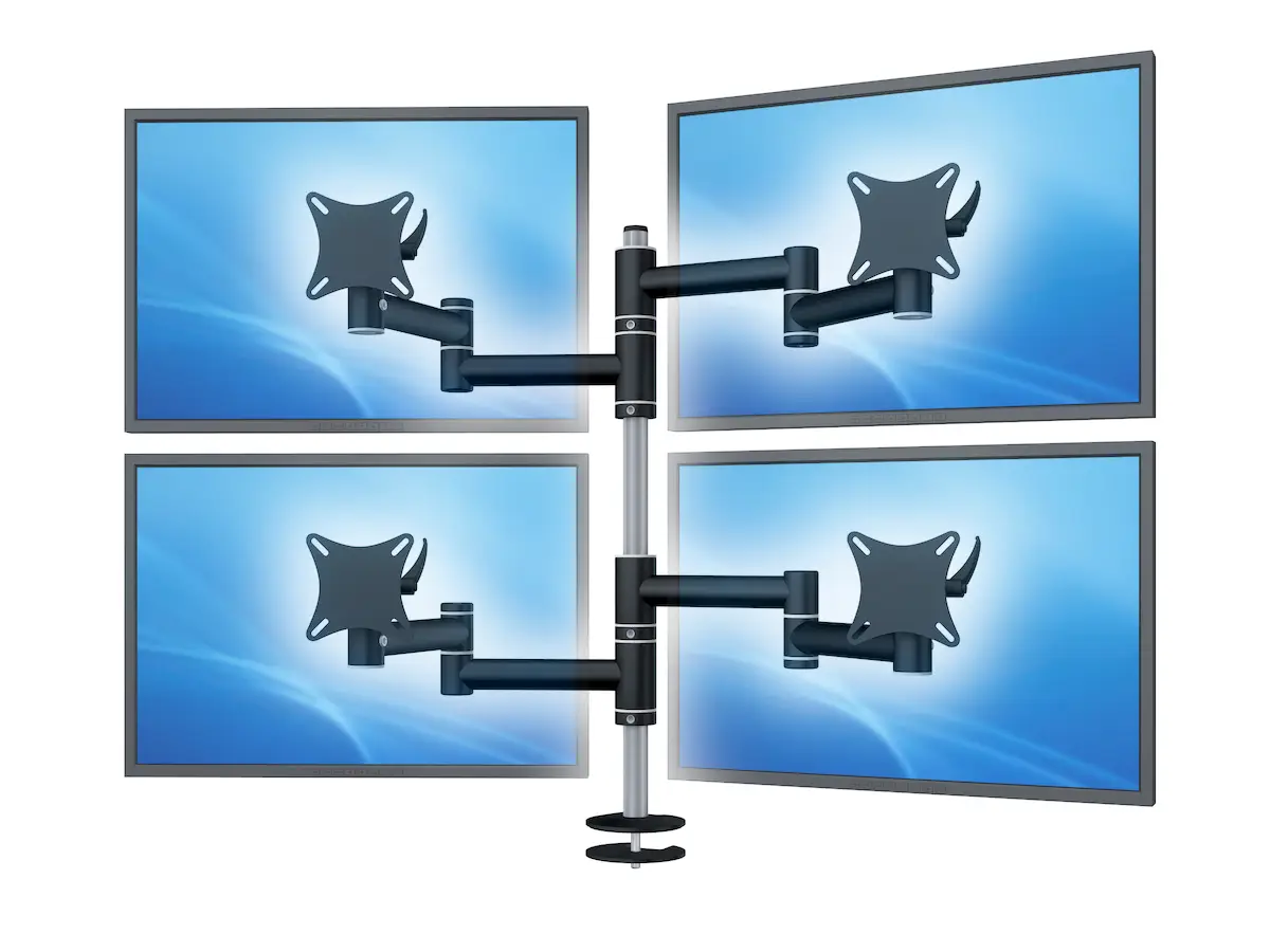 Flex-System Monitorhalterung für 4 Monitore Einbauadapter mit Kabelauslass (MA) 2+2 - 25''-32''