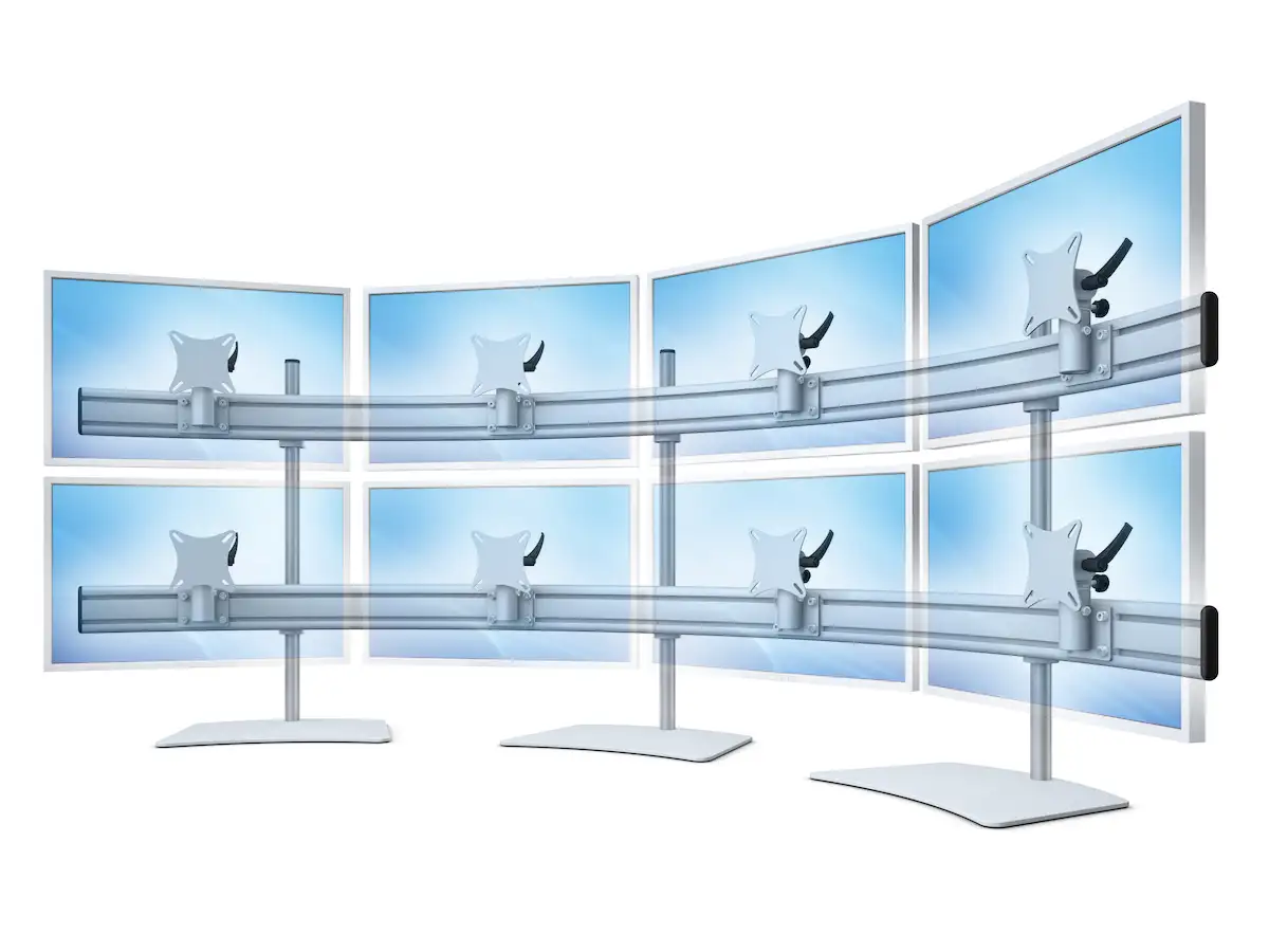 Para System Monitorhalterung für 8 Monitore mit Tisch-Stand 4+4 - 25''-32'' 