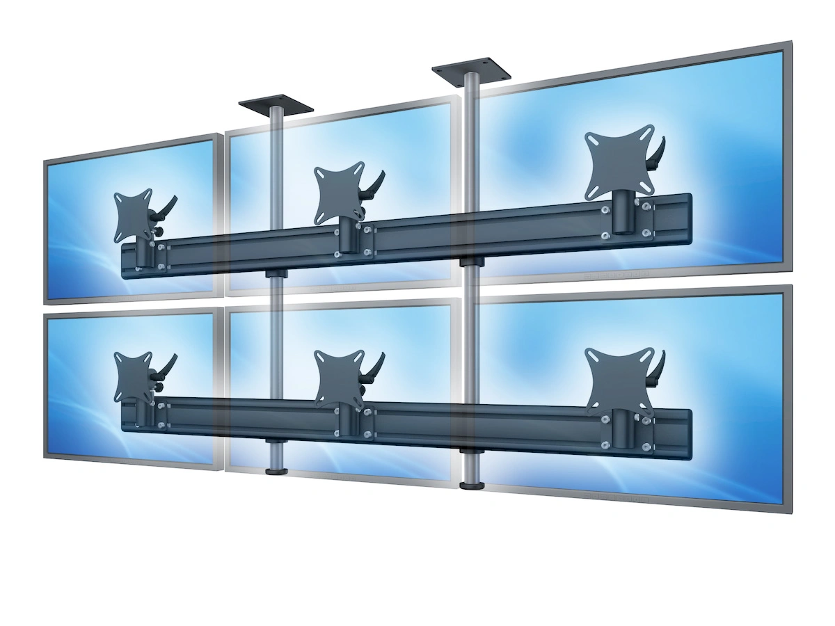 Flat-System Monitorhalter Decke für 6 Monitore 3 + 3 - 25''-32"