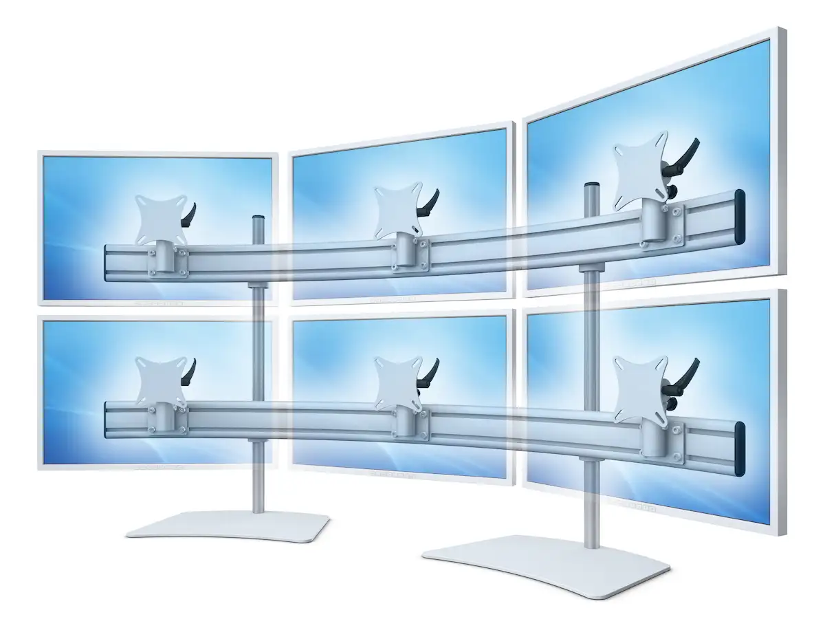 Para System Monitorhalterung für 6 Monitore mit Tisch-Stand 3+3 - 25''-32''  