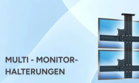 Doppel-Monitor-Deckenhalterung – nebeneinander montiert für volle Übersicht Deckenhalterung für zwei Monitore in horizontaler Ausrichtung