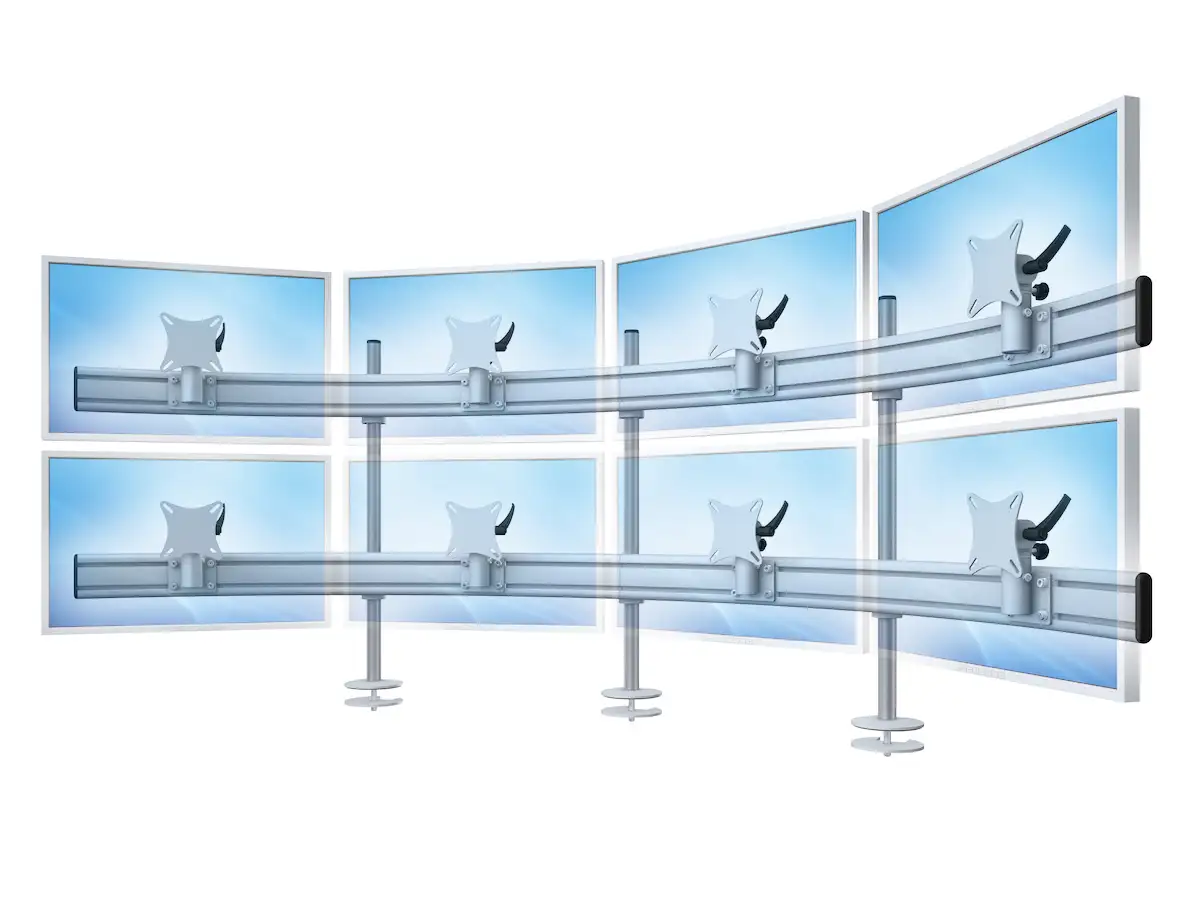 Para System Monitorhalterung für 8 Monitore Einbauadapter mit Kabelauslass (MA) 4+4 - 25''-32''   