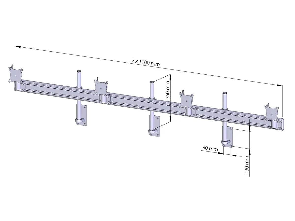 Flat-System Wandhalter für 4 Monitore 4er - 25''-32"