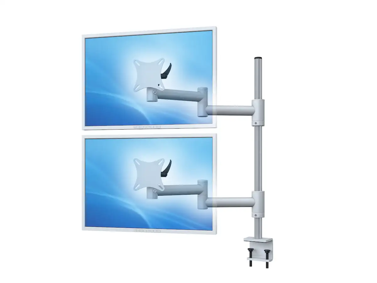 Flex-System Monitorhalterung für 2 Bildschirme mit Tisch-Klemme 1+1 - 17''-24''