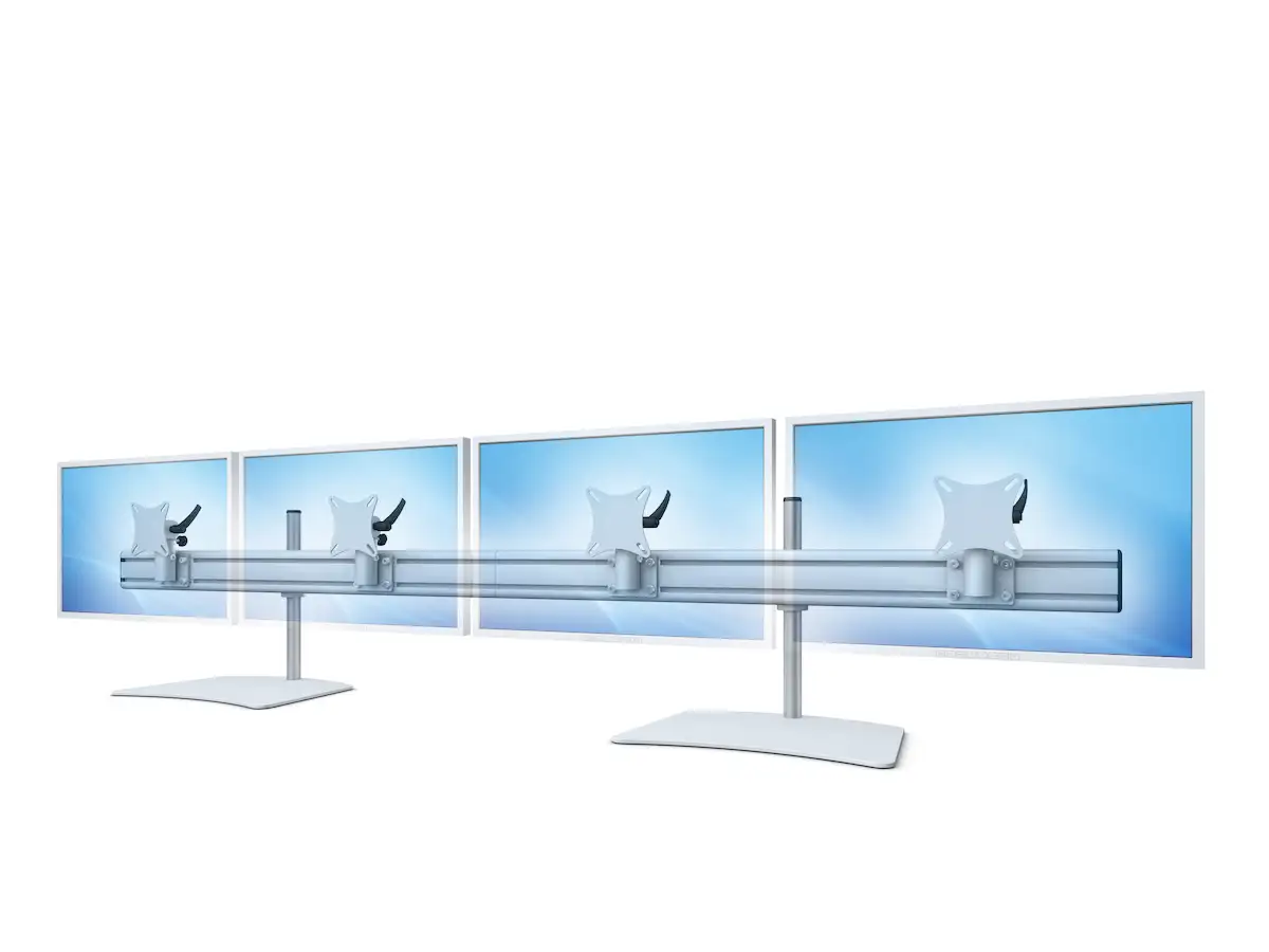 Flat-System Monitorhalter für 4 Monitore mit Tisch-Stand-Fuß 4er - 20''-24"