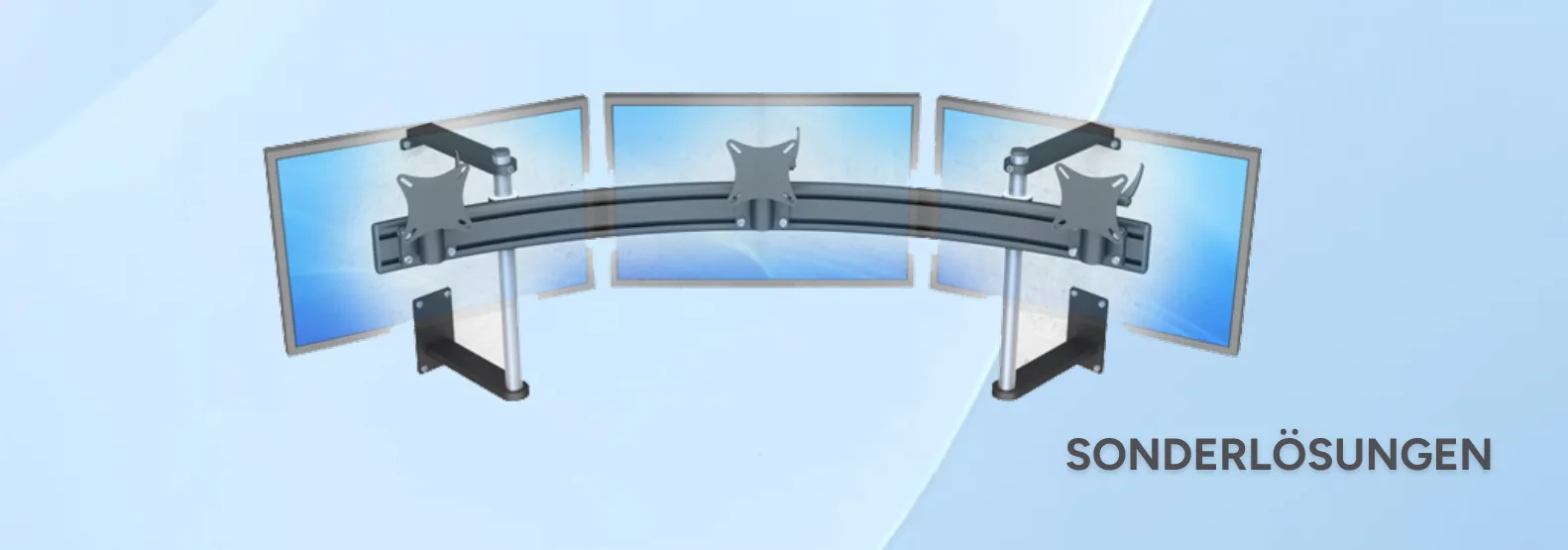 ErgoDesk Sonderlösungen – nach Maß gefertigt für professionelle Anwendungen Maßgeschneiderte Halterung von ErgoDesk – Sonderanfertigung auf Anfrage
