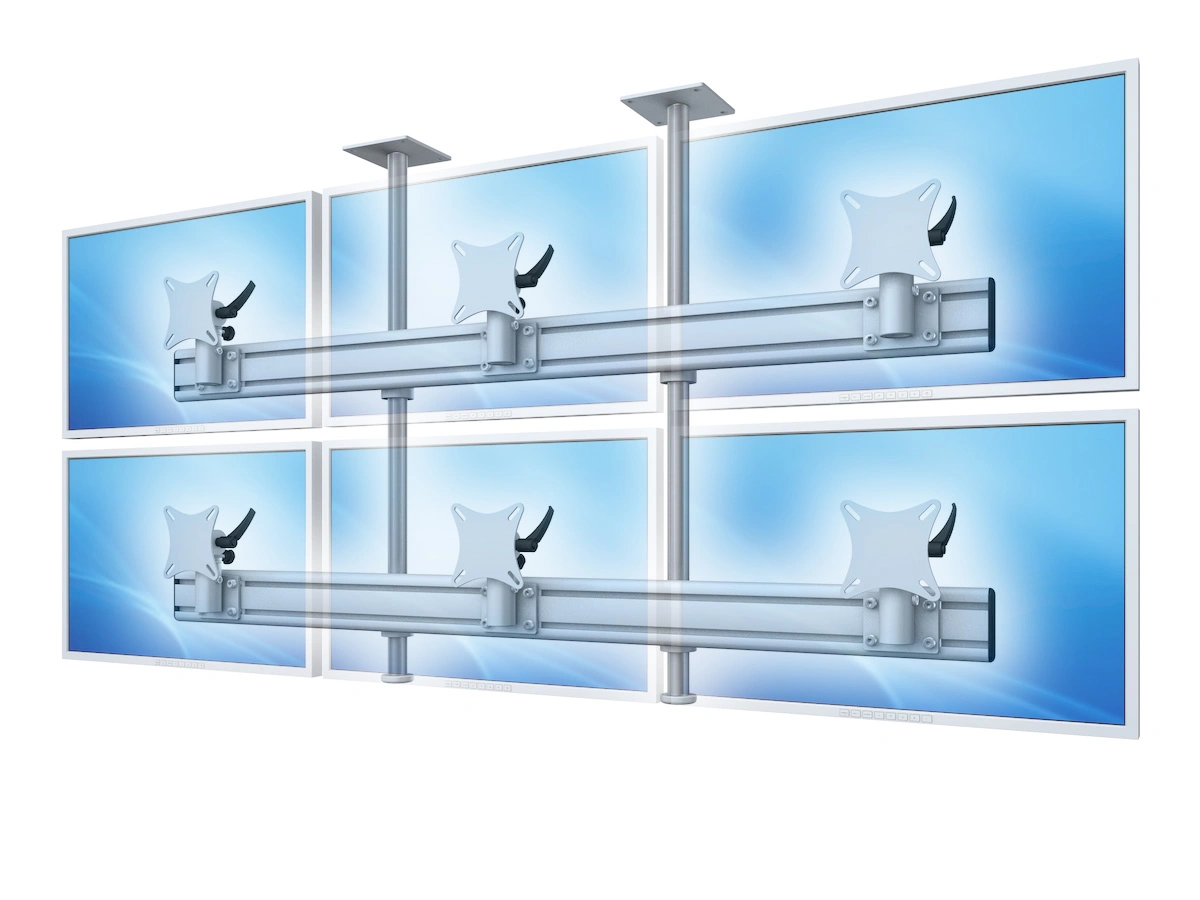 Flat-System Monitorhalter Decke für 6 Monitore 3 + 3 - 20''-24"