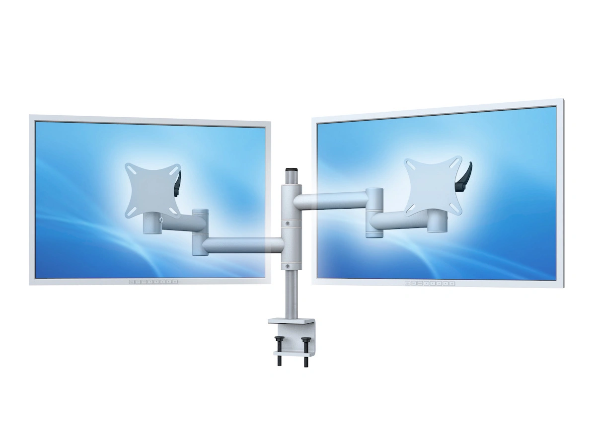 Flex-System Monitorhalterung für 2 Bildschirme mit Tisch-Klemme 2er - 17''-24''