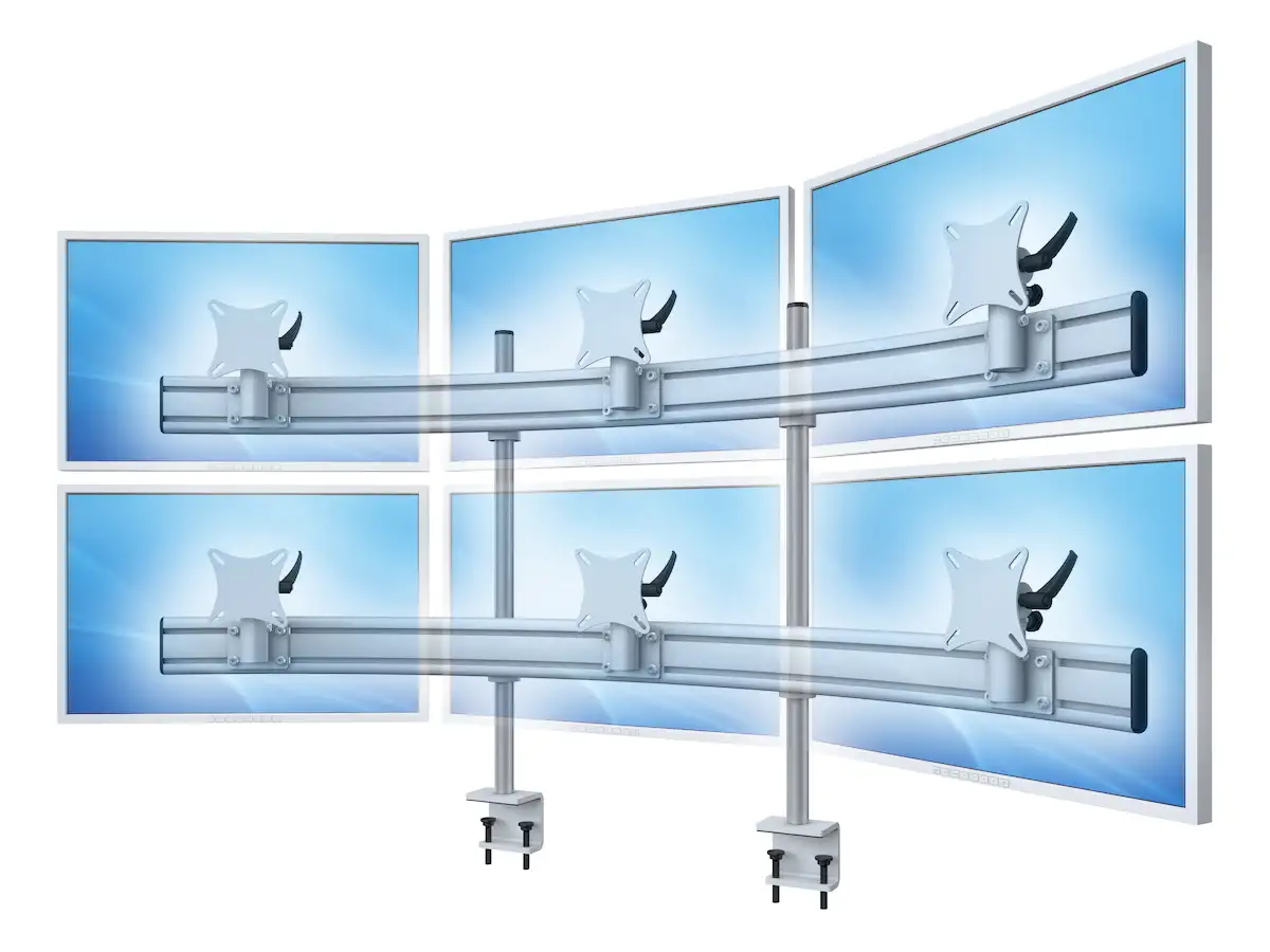 Para-System Monitorhalterung für 6 Monitore mit Tisch-Klemme 3+3 - 20''-24'' 