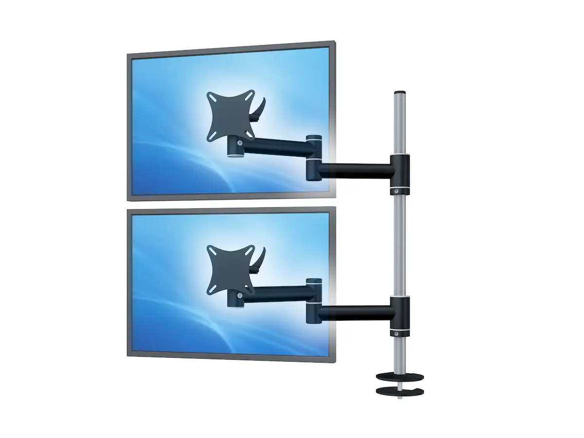 Flex-System Monitorhalterung für 2 Monitore Einbauadapter mit Kabelauslass (MA) 1+1 - 17''-24''